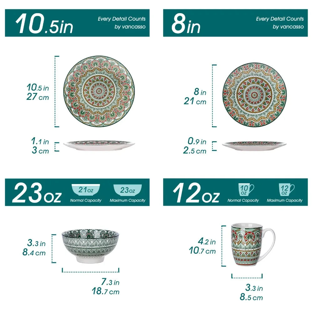 Patterned Ceramic Tableware 16PCS