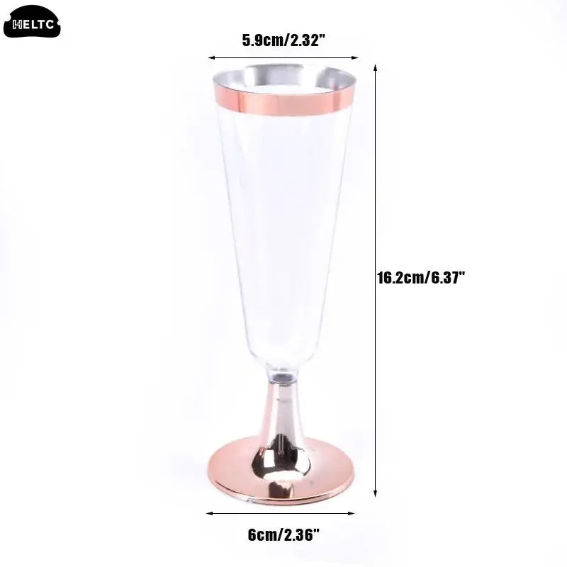 50Pc Plastic Disposable Red Wine, Champagne Flutes