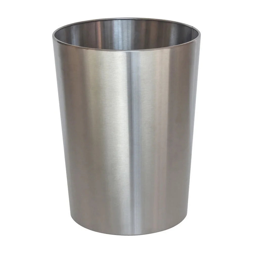 Brushed Nickel Metal Wastebasket