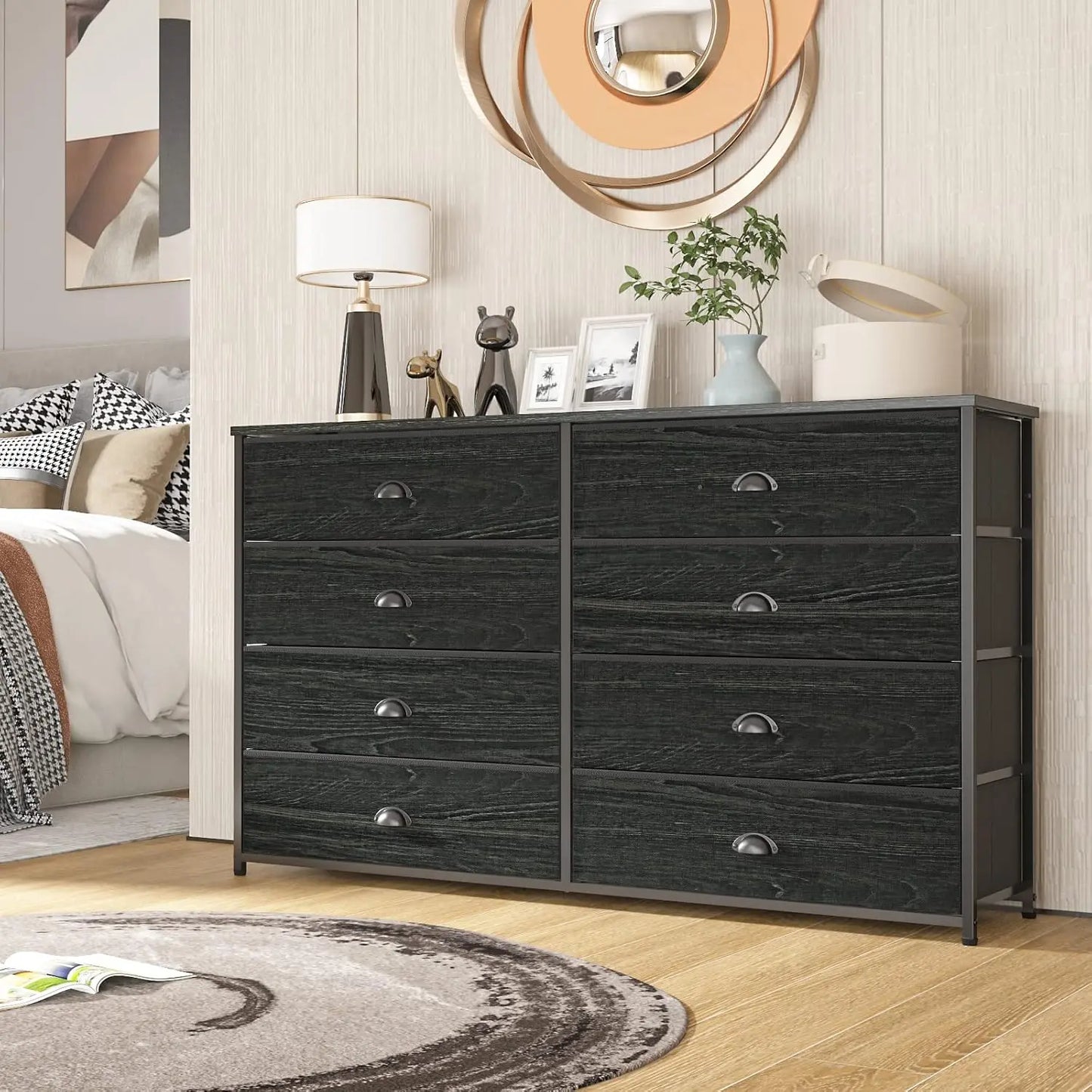 Wide Dresser with 8 Fabric Drawers