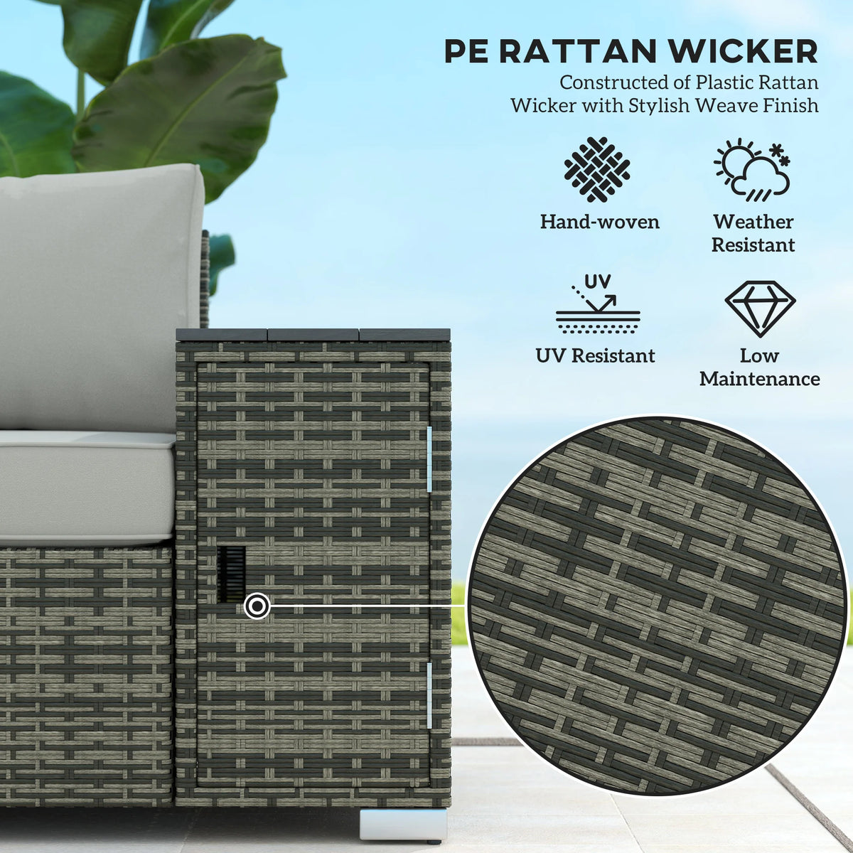 Wicker Outdoor Couch with Storage