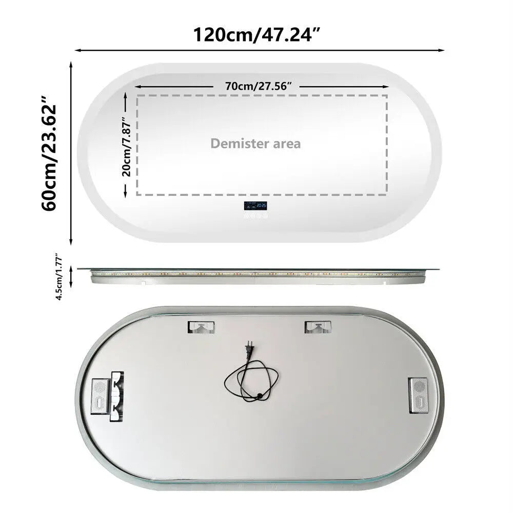 Large Bathroom Mirror Oval LED