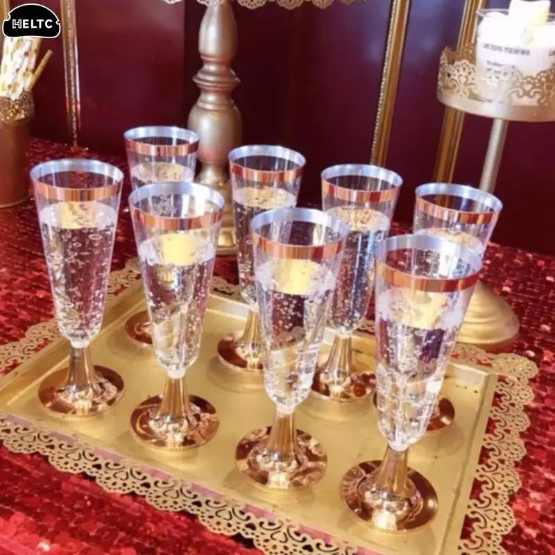 50Pc Plastic Disposable Red Wine, Champagne Flutes