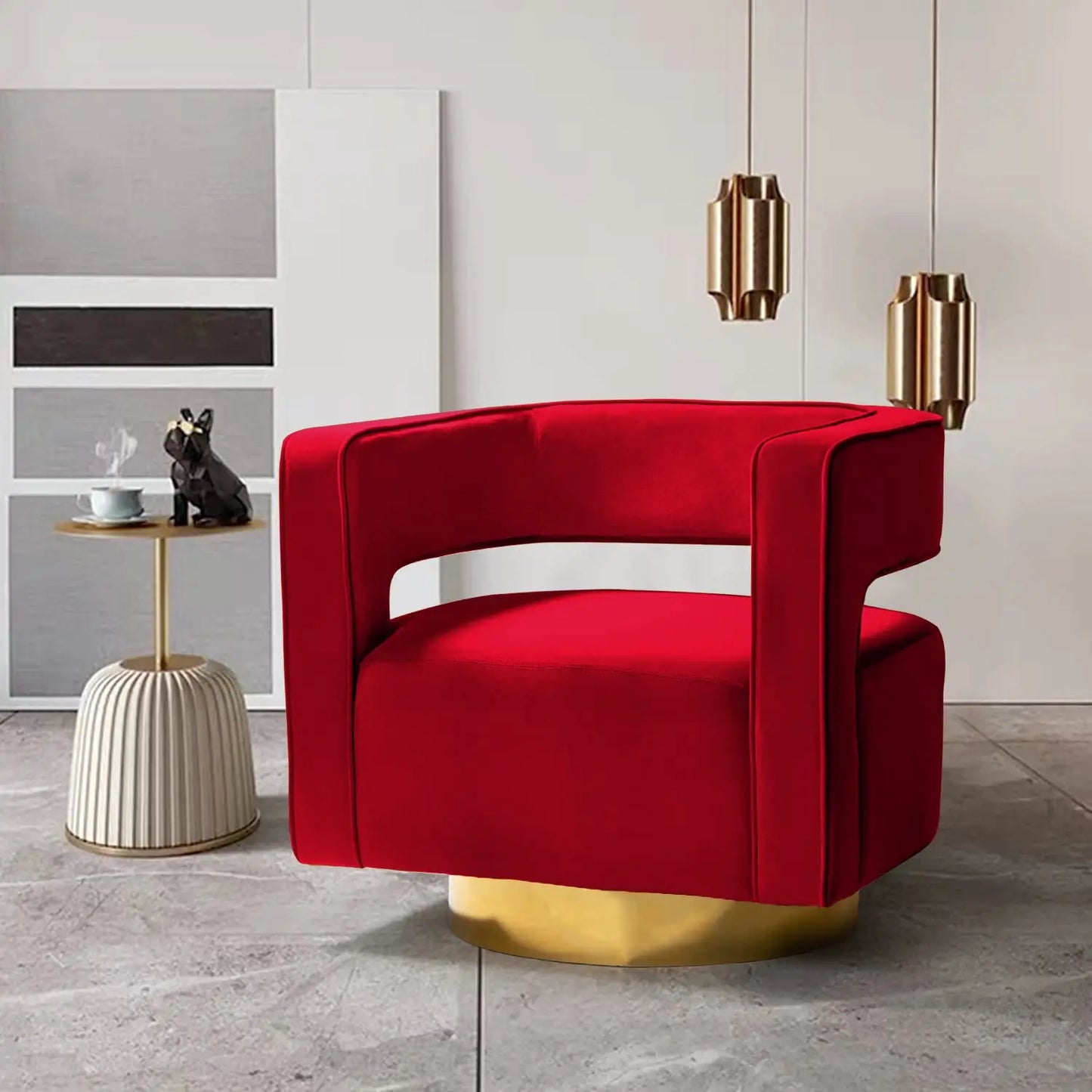 Velvet Swivel Barrel Chair