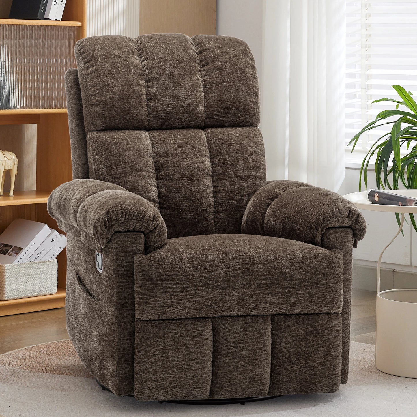 Swivel Rocker Recliner Chair With Side Pockets