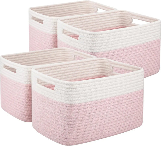 4 Pack Woven Storage Baskets With Handles