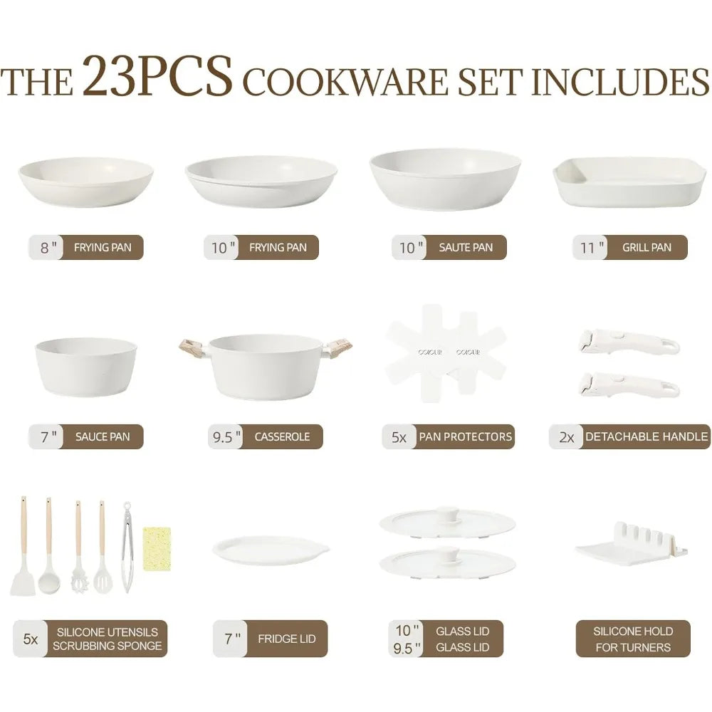 23Pcs Ceramic Cookware Set