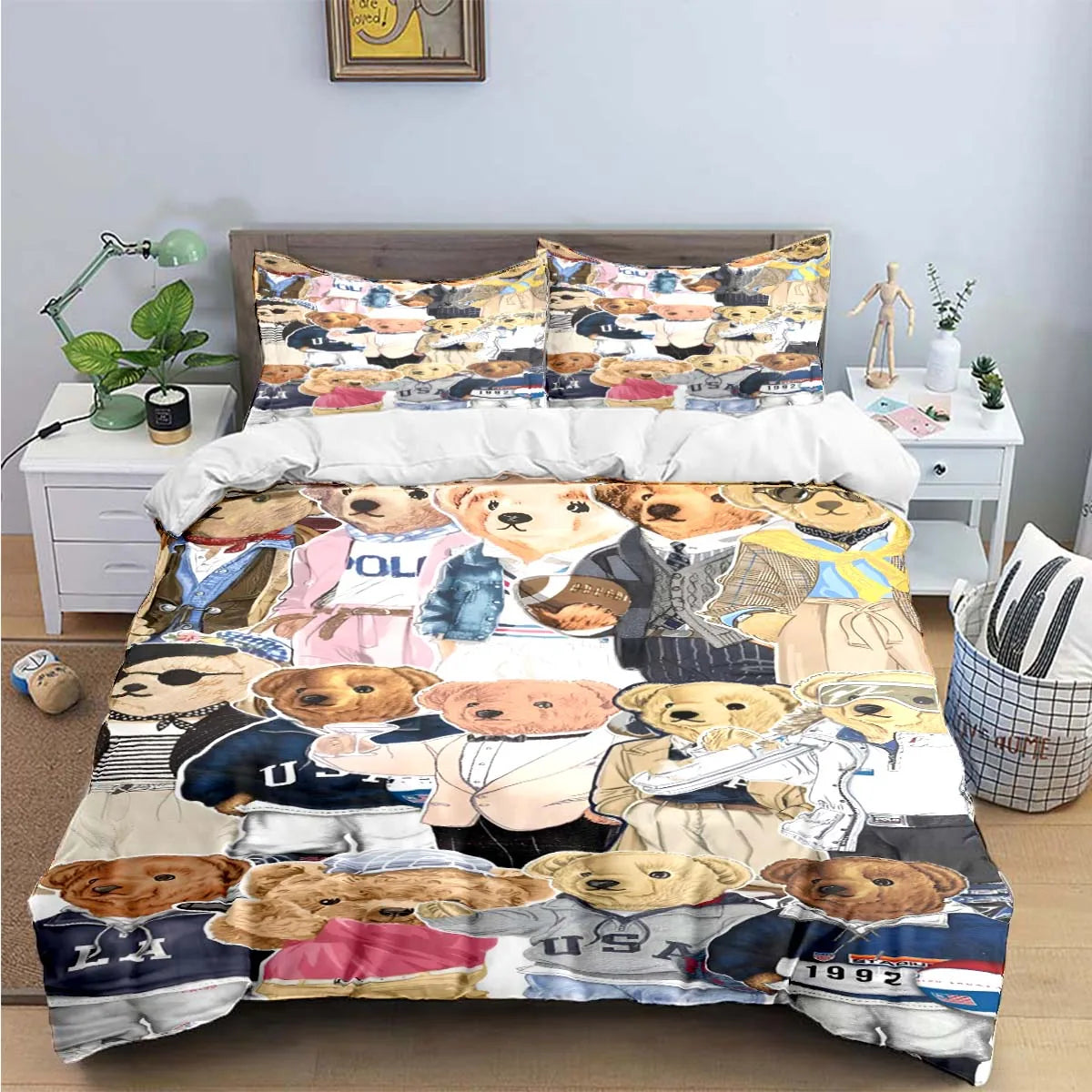 Bear Bedding Set Single Twin Full King Size