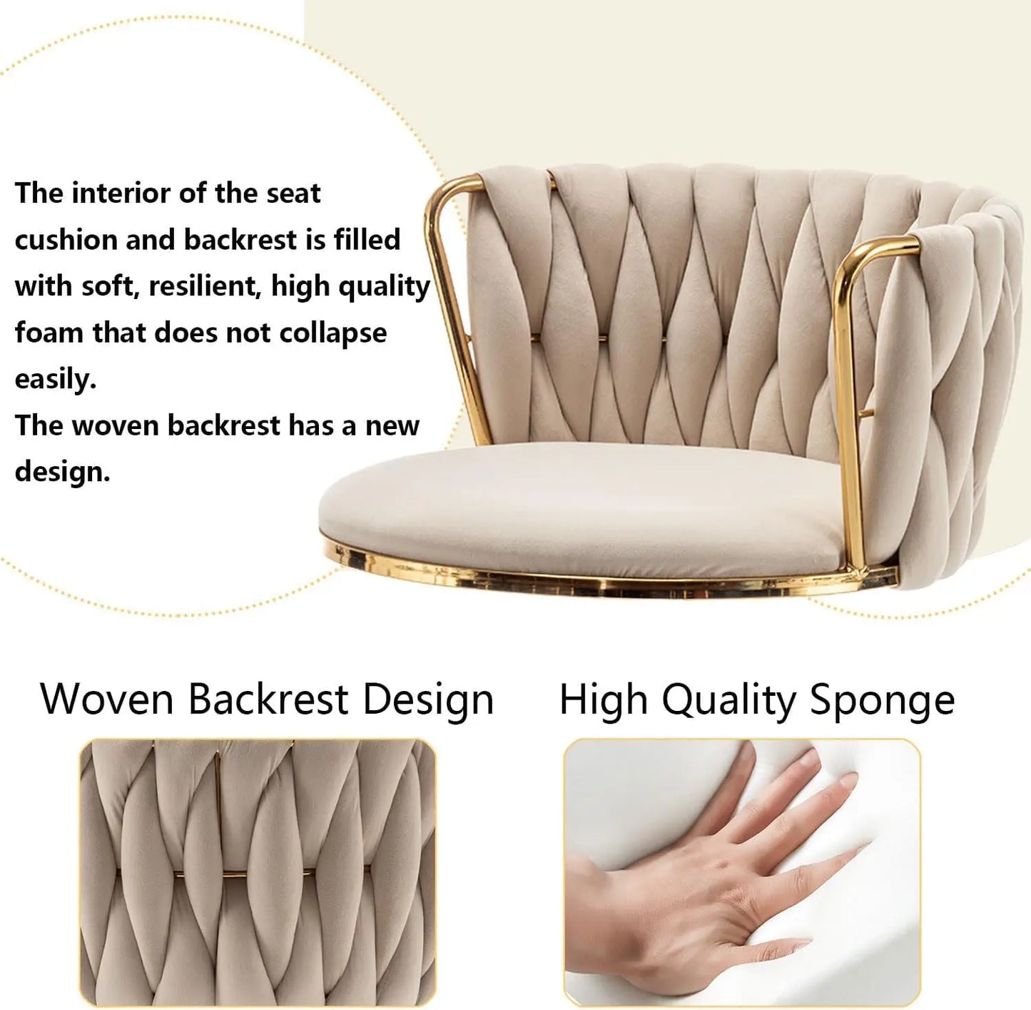 Gold Velvet Bar Stools Set of 3