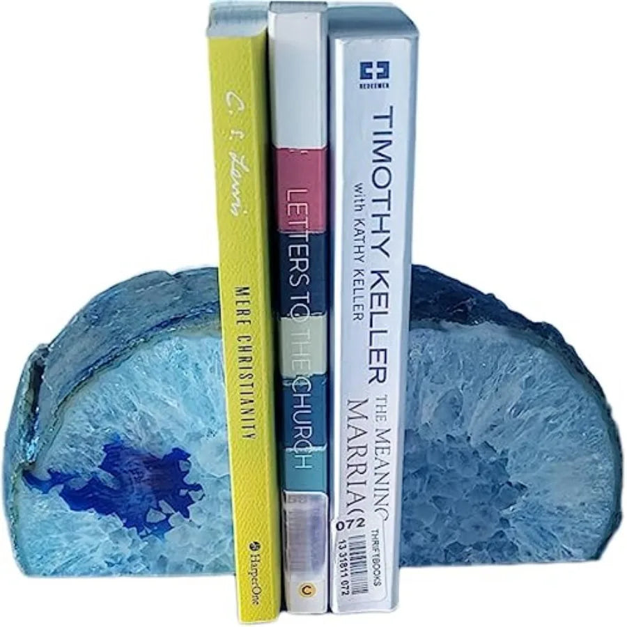 Blue Agate Bookends