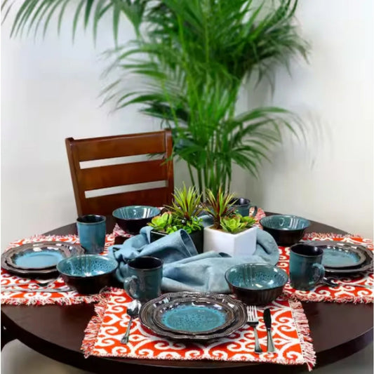 Mystic Waves 16-Piece Modern Blue Dinnerware