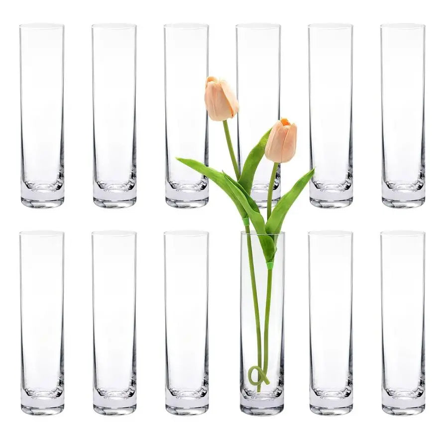 Cylinder Bud Vases For Centerpieces, Set of 12