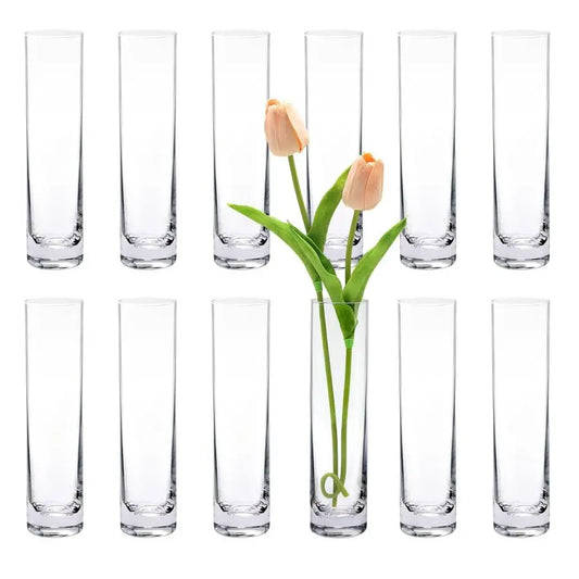 Cylinder Bud Vases For Centerpieces, Set of 12