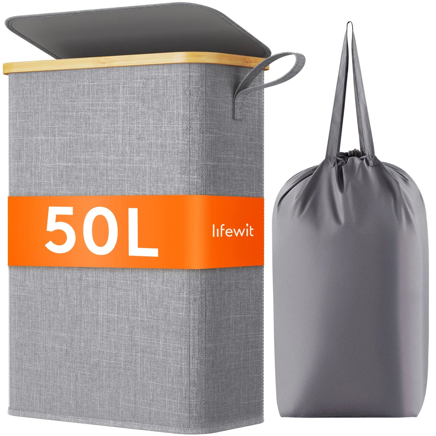 50L Slim Laundry Hamper With Lid