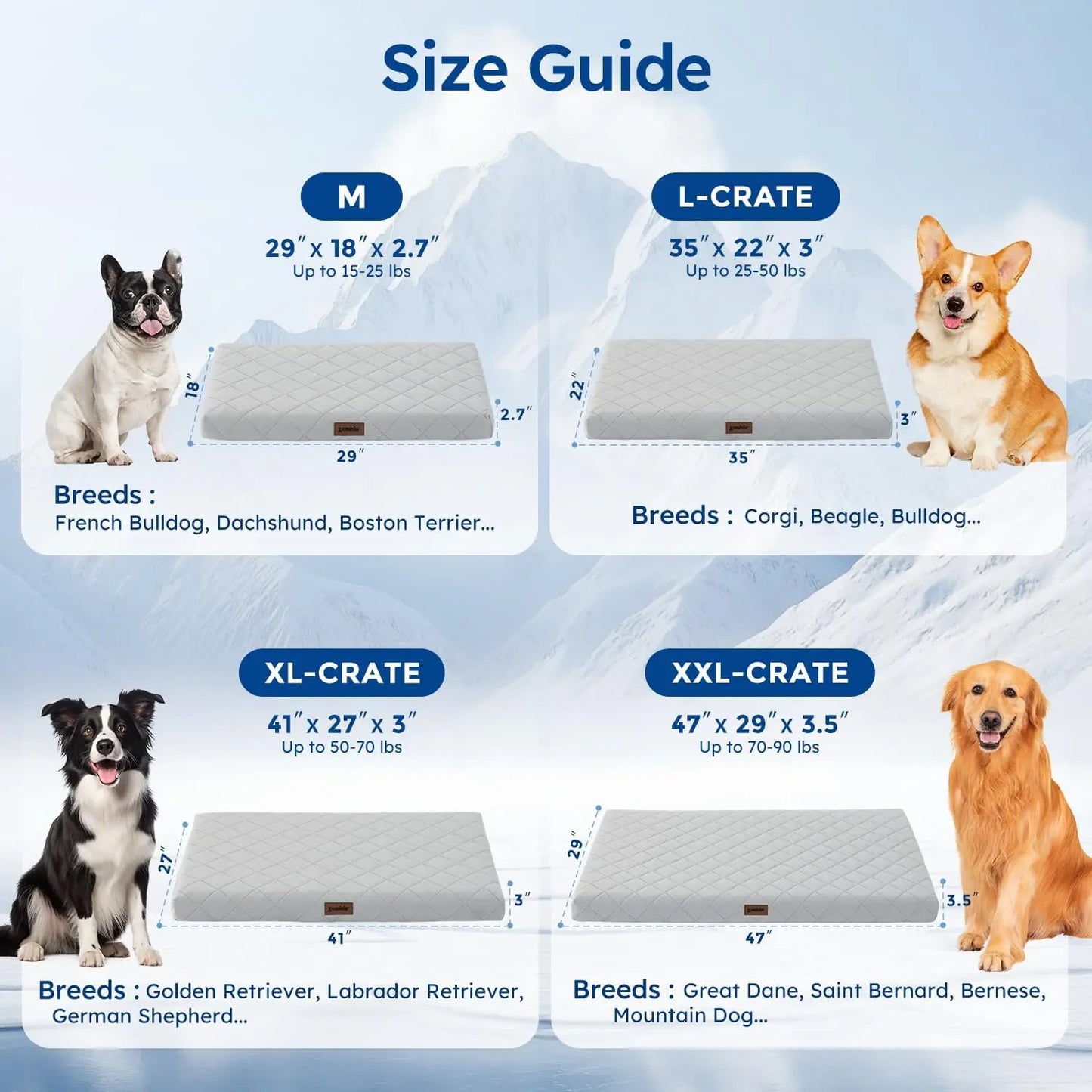 Orthopedic Cooling Dog Bed XXL 47x29in