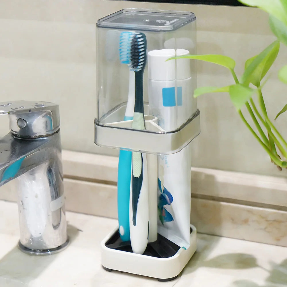 Toothbrush Holder With Cup/Cover