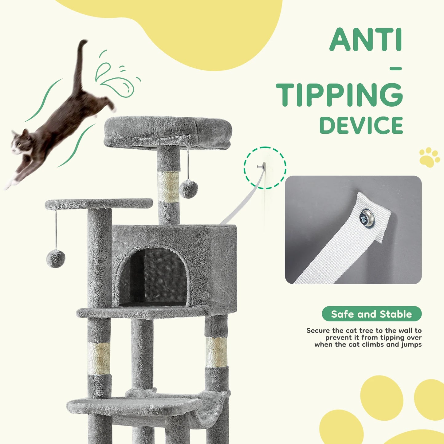 44In Cat Tree Tall Multi-Cat Climbing Tower