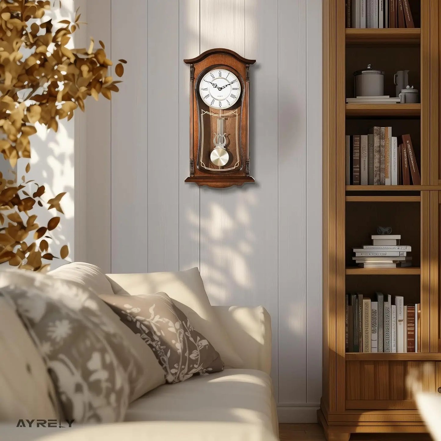 Grandfather Vintage Wall Clock with Pendulum & Chime
