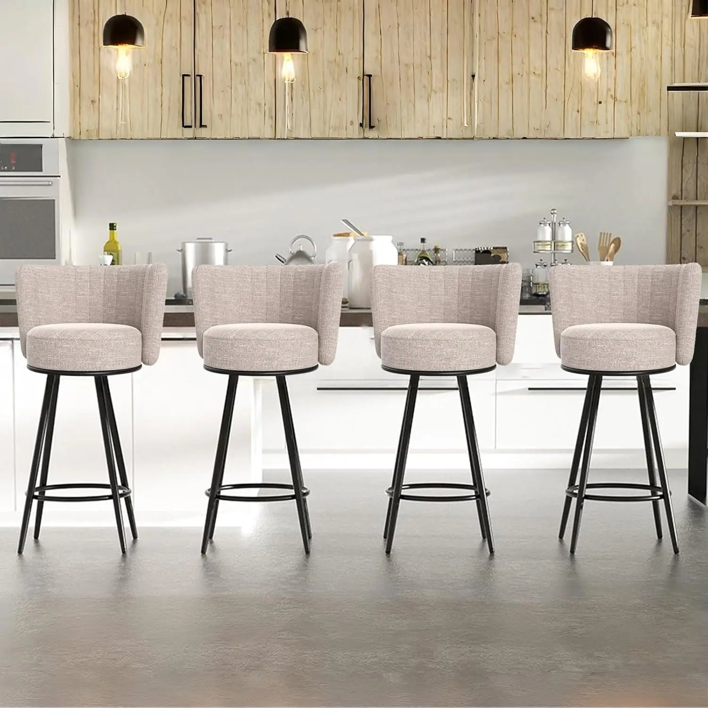 Bar Stools Set of 4, 27" Tufted Modern Counter Height Bar Stools