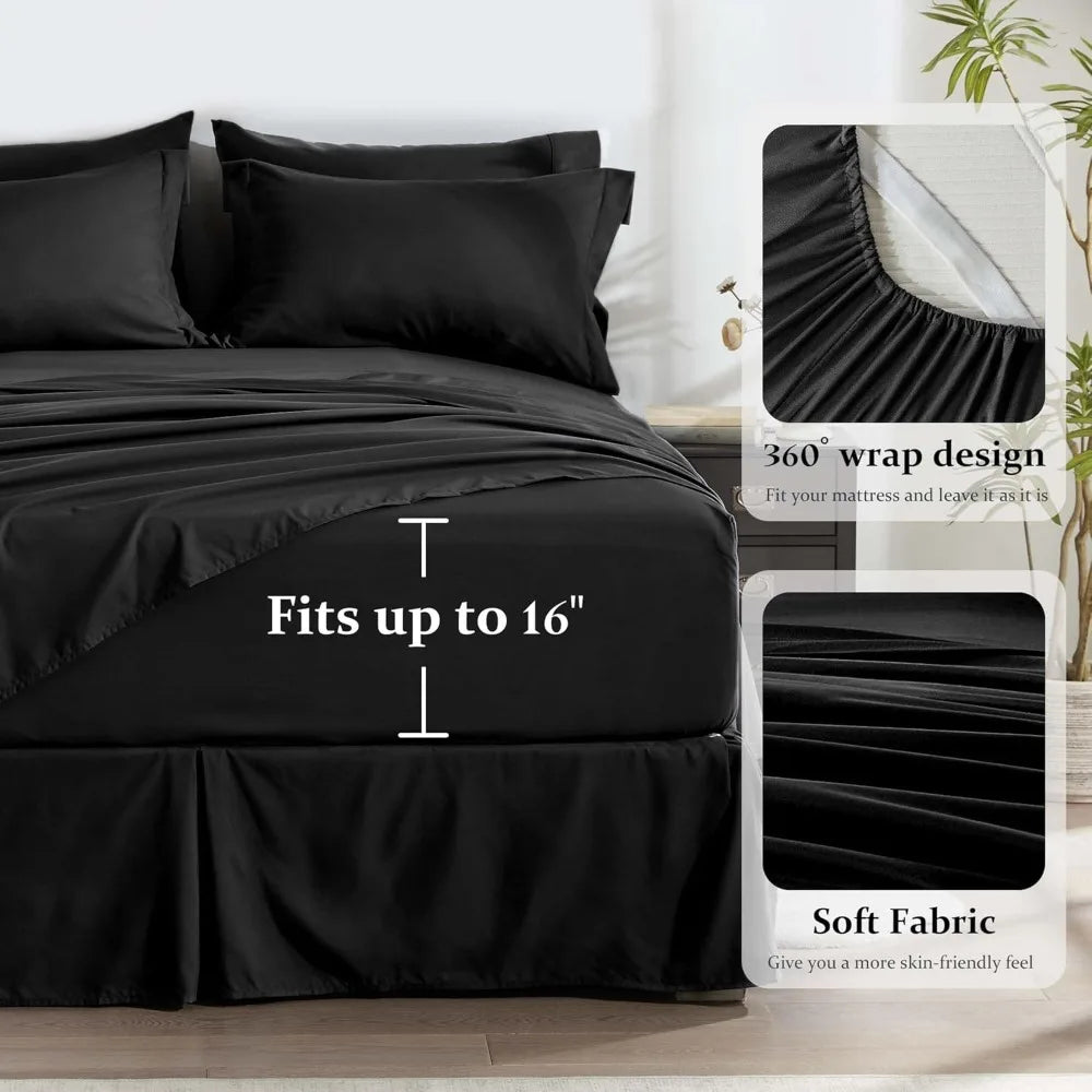 Comforter Set Black - Bed In A Bag King Size 8 Pieces