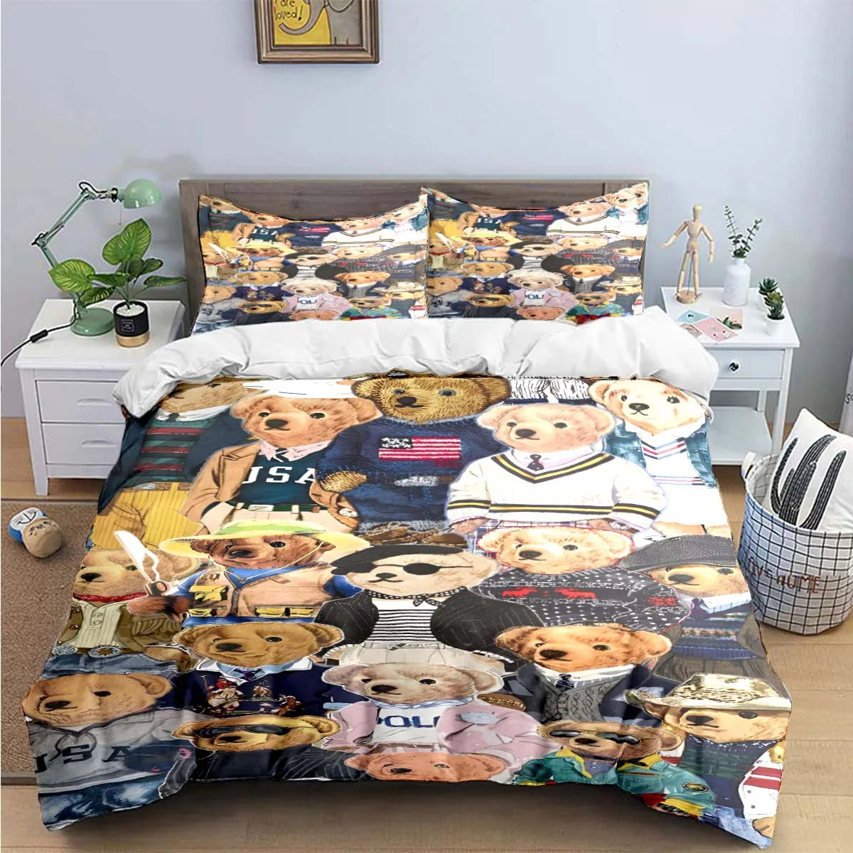 Bear Bedding Set Single Twin Full King Size