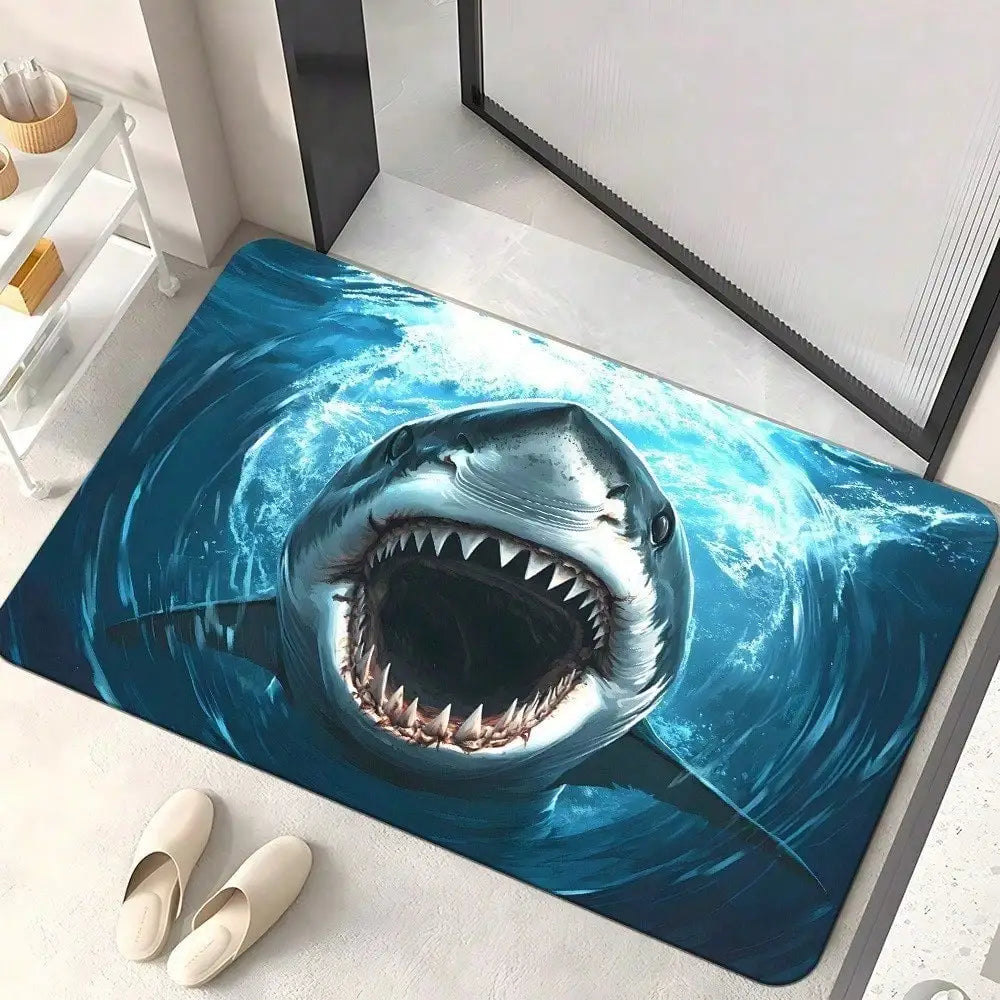 1pc rubber floor mat shark pattern
