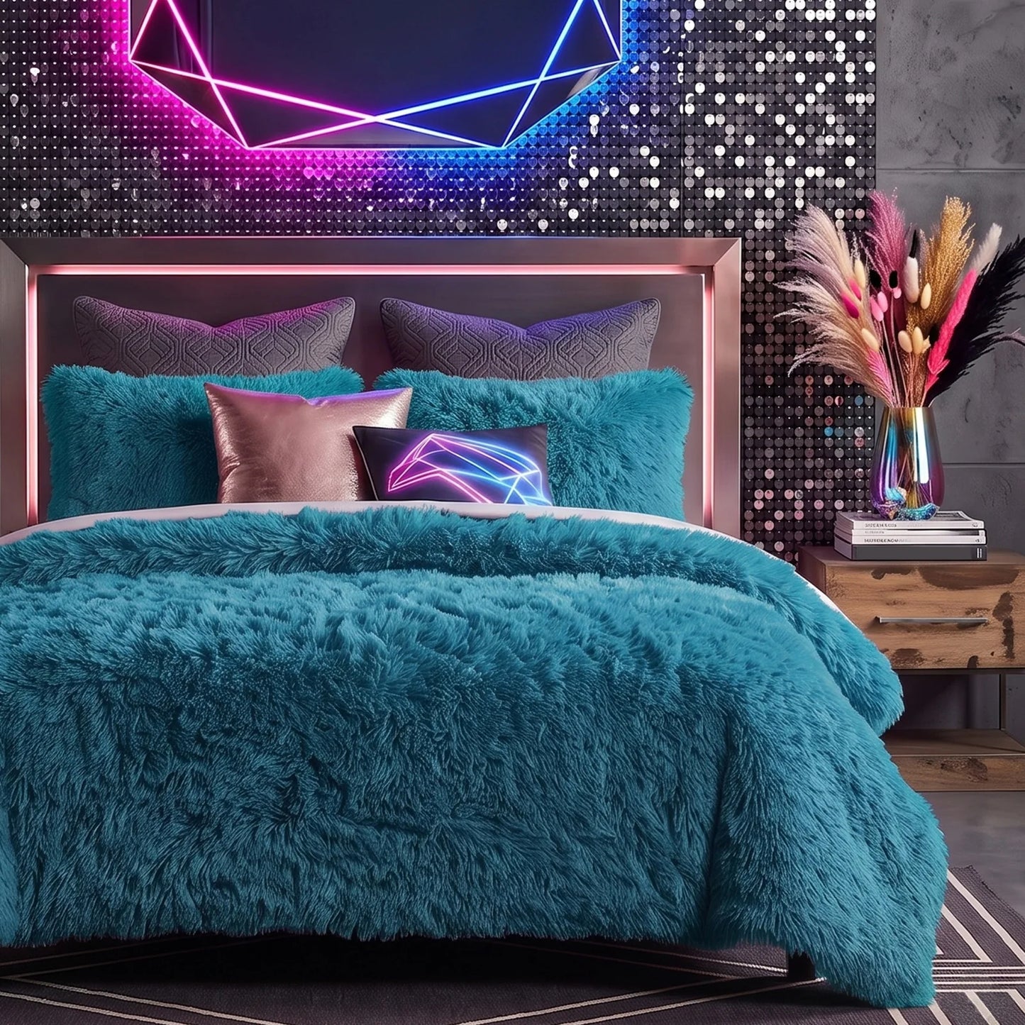 Shaggy Comforter Set with 2 Shams