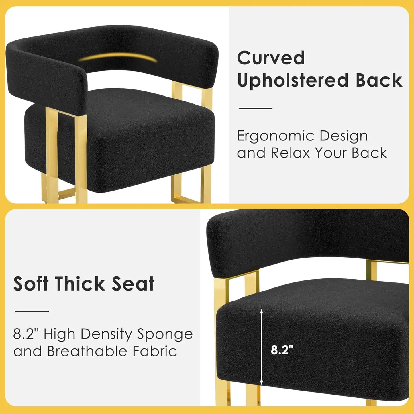 Modern Black And Gold Accent Chair Set of 2