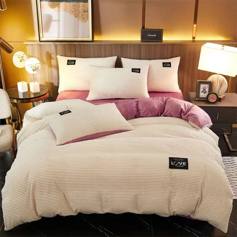 Winter Thick Solid Color Velvet Duvet Cover