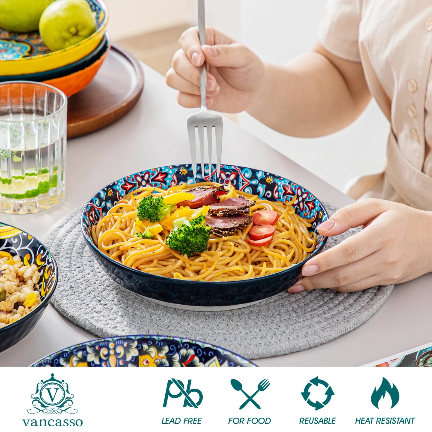 Ceramic Dinnerware Set Stoneware Bohemian