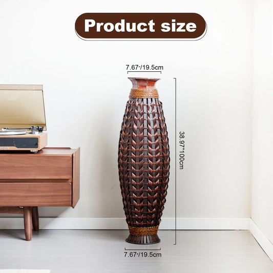 Handwoven Bamboo Floor Vase