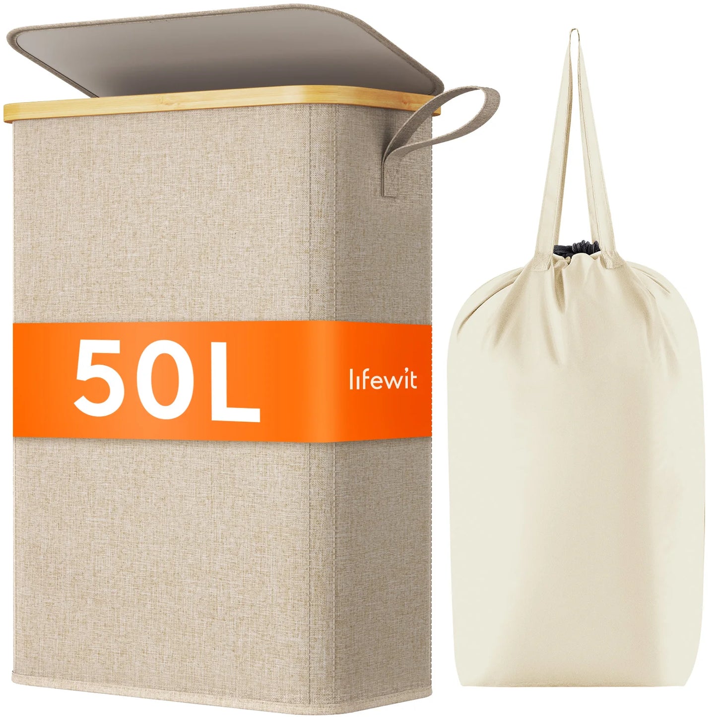 50L Slim Laundry Hamper With Lid