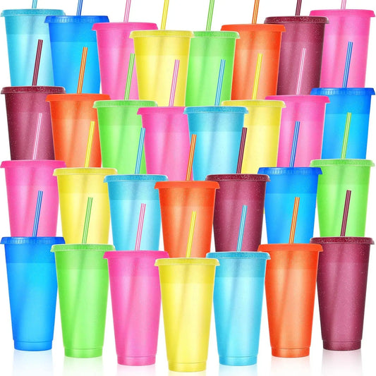 30 Pack Reusable Tumbler With Straw & Lid