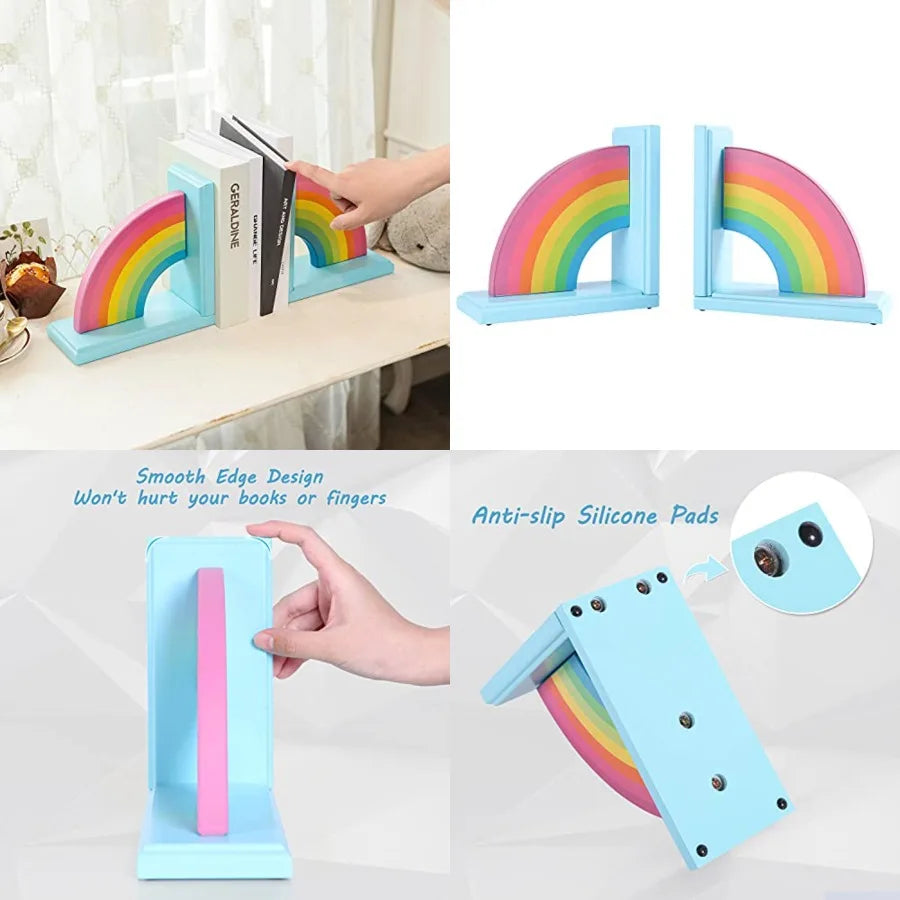 Wooden Rainbow Book Ends