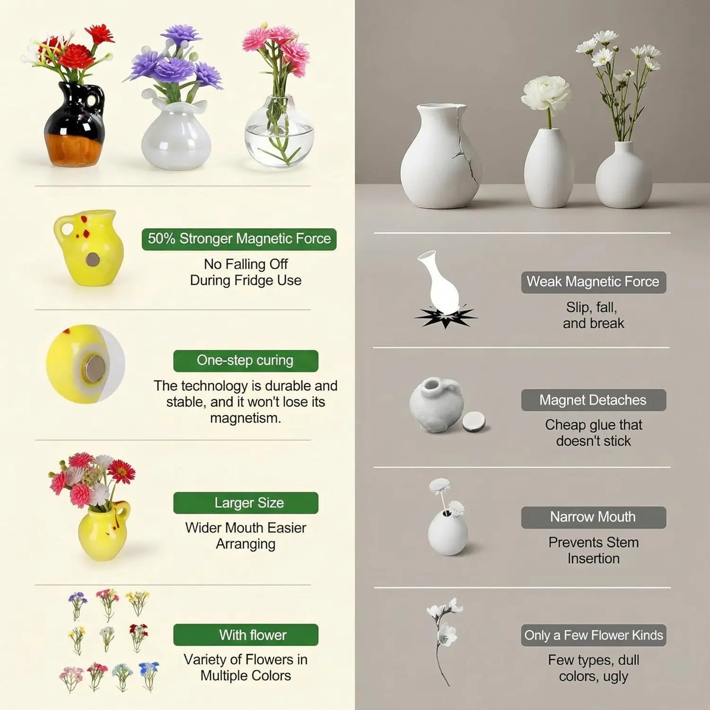 10-Pack Mini Magnetic Vases