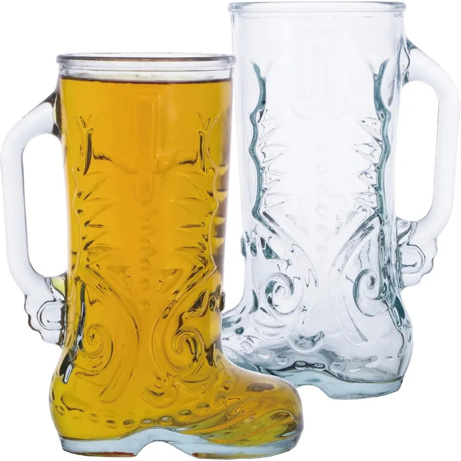 Set Of 2 Glass Boot Mugs