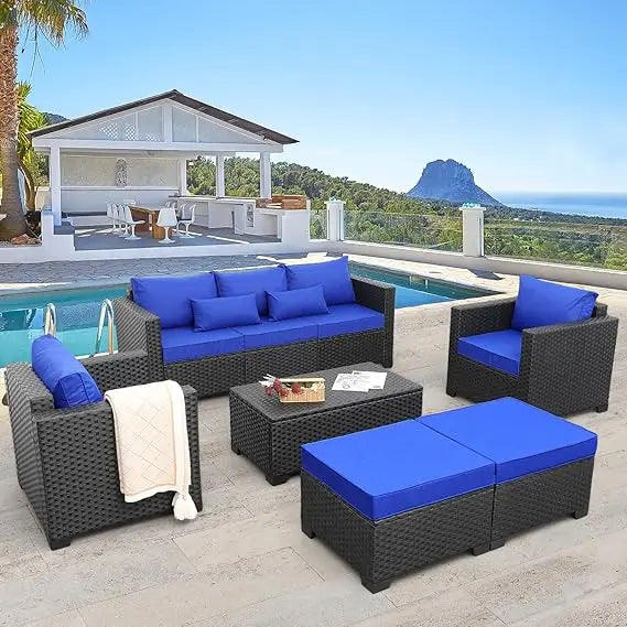 6 Pieces Patio Wicker Furniture Set