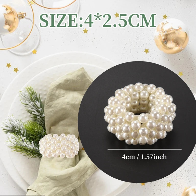 Napkin Ring 12-Piece Set, White Pearl