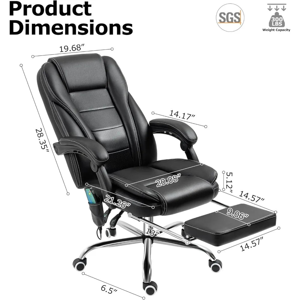 Reclining Massage Office Chair With Footrest