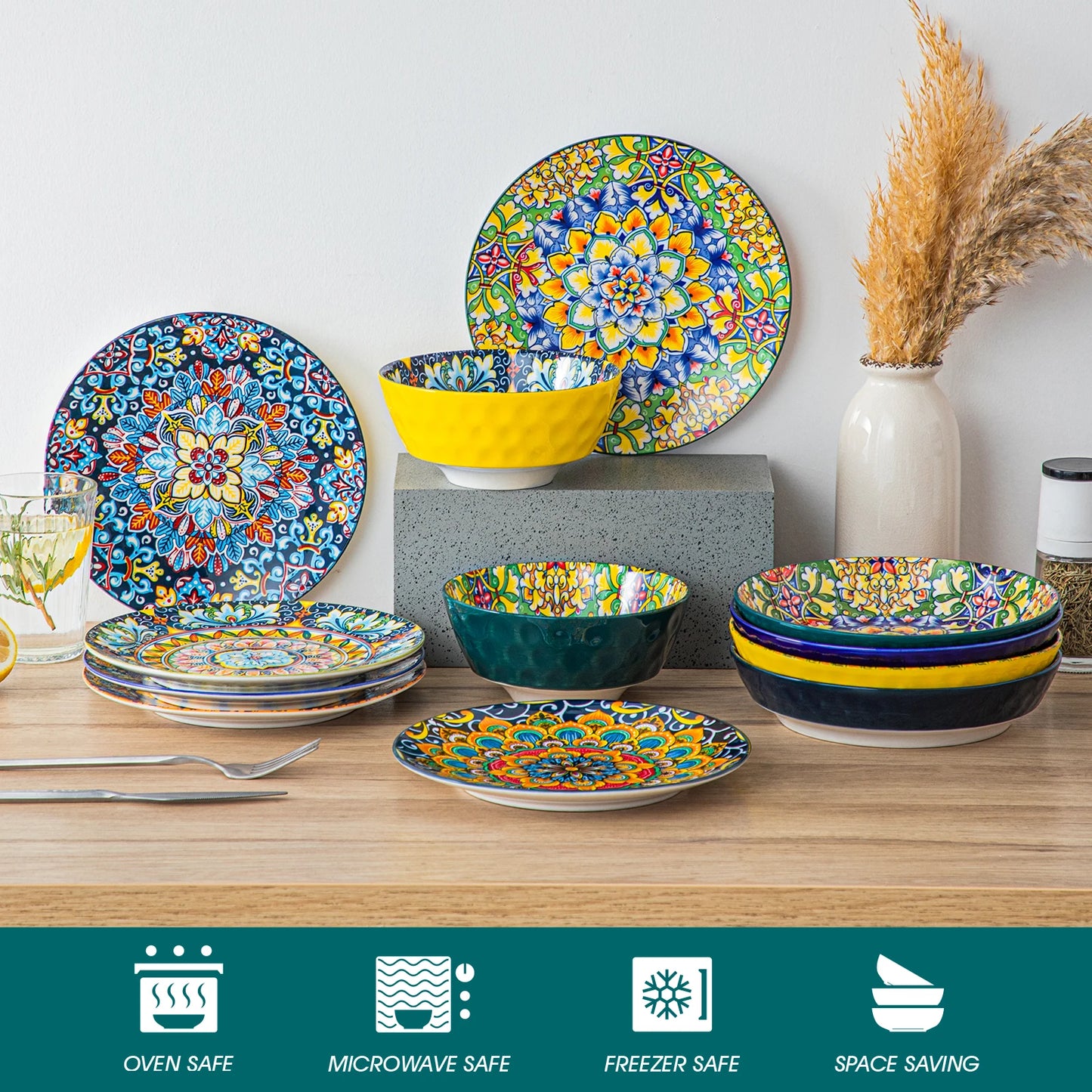 Ceramic Dinnerware Set Stoneware Bohemian