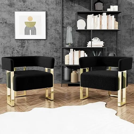 Modern Black And Gold Accent Chair Set of 2