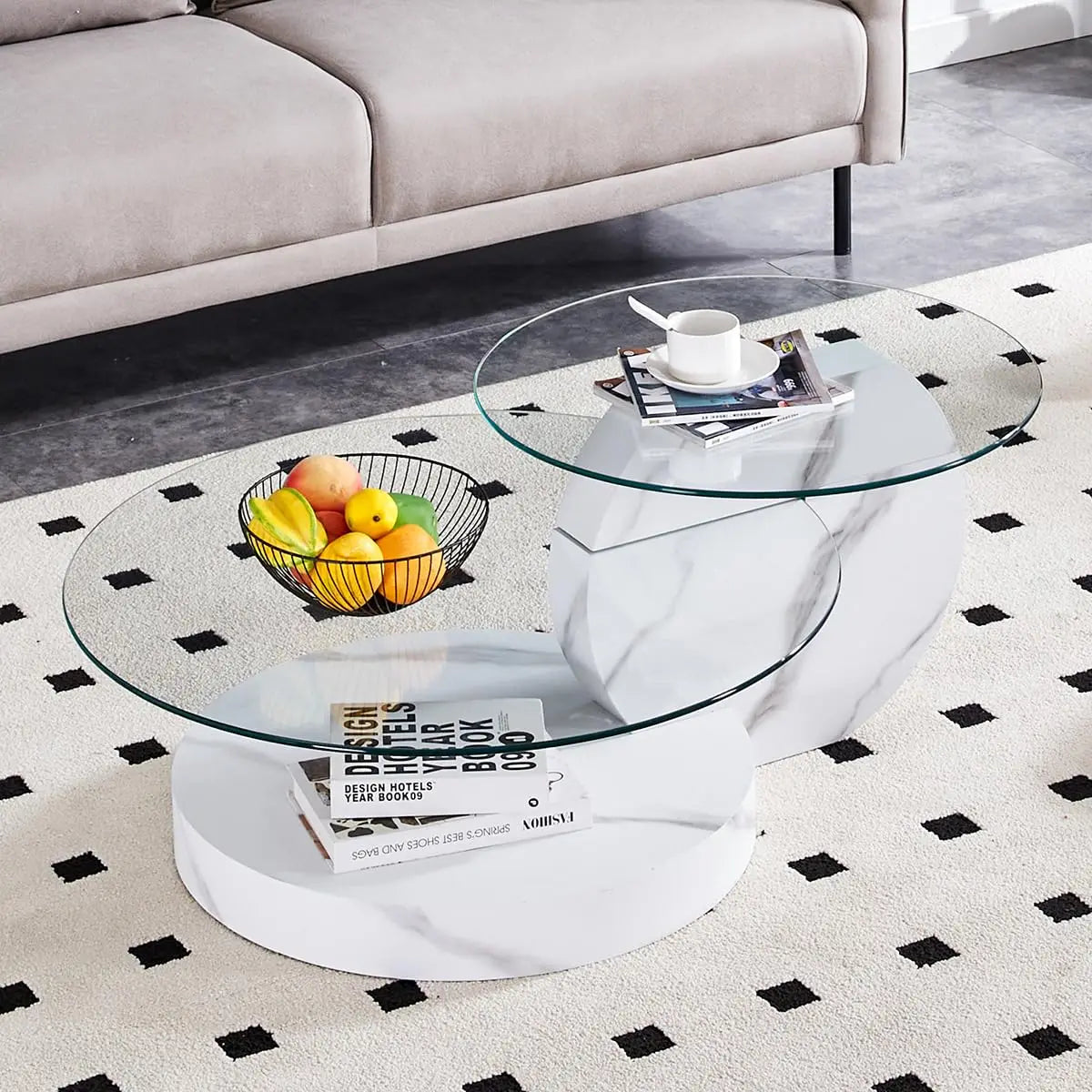 42" 3-Tier Round Glass Coffee Table