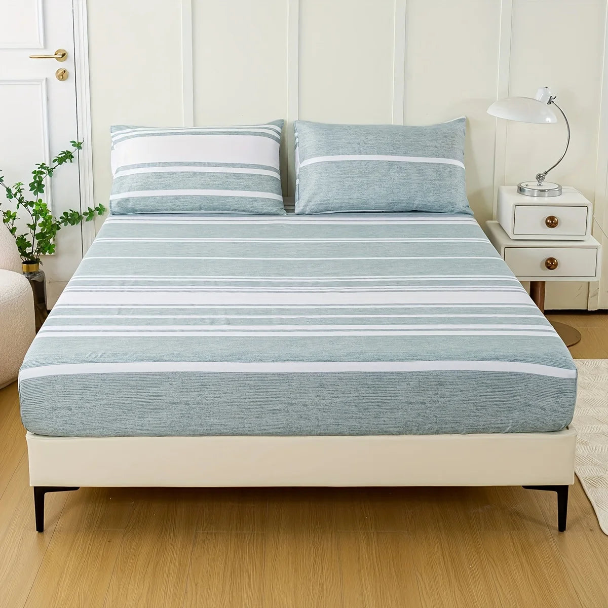 3-Piece Striped Fitted Sheet Set