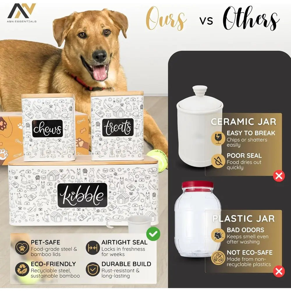 3-Piece Pet Food Storage Container Set