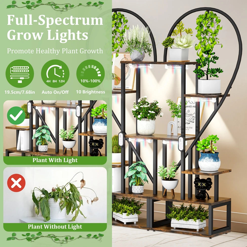 6 Tiered Metal Plant Stand/ LED Grow Lights