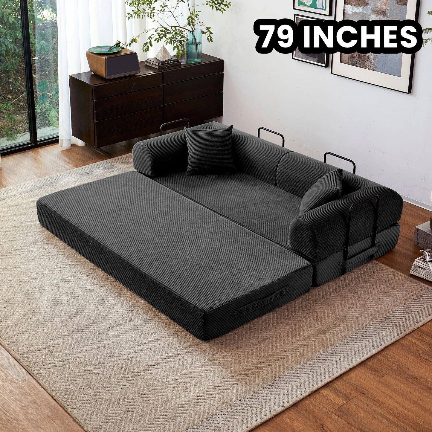 Foldable Convertible Futon Sleeper Sofa Bed