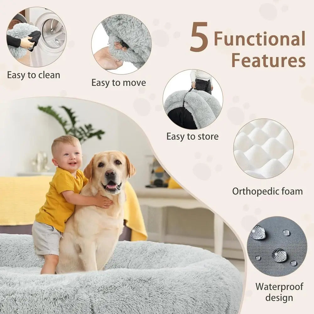 Oversized 71x45x12 Grey Memory Foam Dog Bed