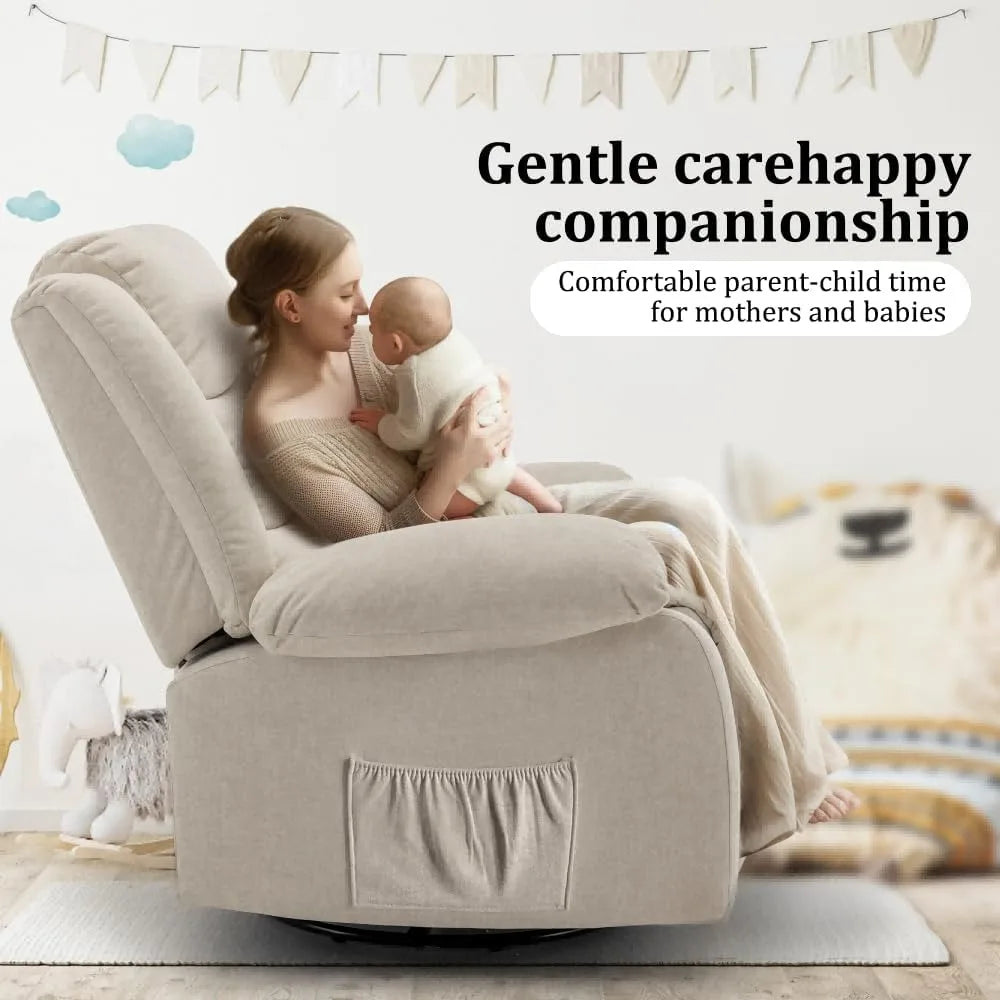 Recliner Rocking  Chair, Massage And Heat,360°Swivel