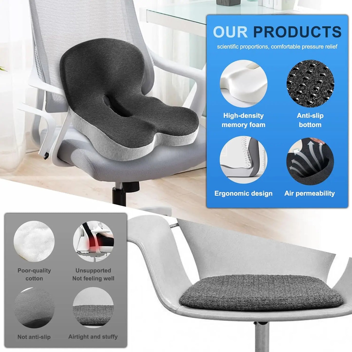 Memory Foam One-Piece Seat Cushion