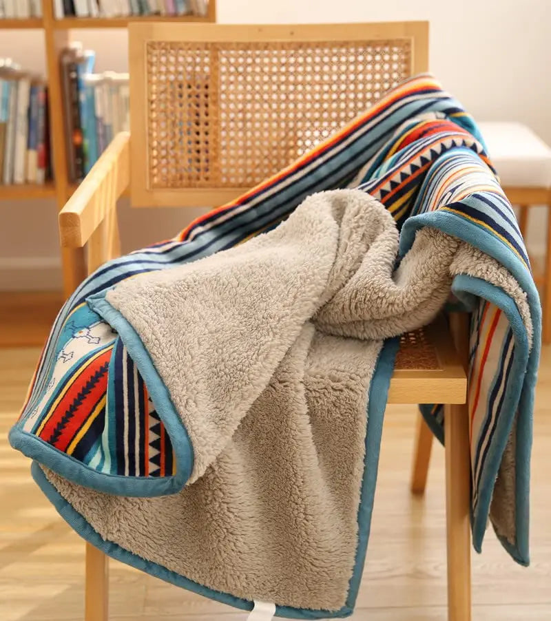 Lightweight Boho Sherpa Throw 50'' X 60''